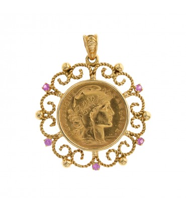 Napoléon pink stones and gold necklace