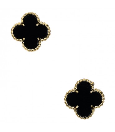 Van Cleef & Arpels Vintage Alhambra onyx and gold earrings