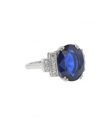 Diamonds, sapphire 5,6 ct Burma no heat and gold ring