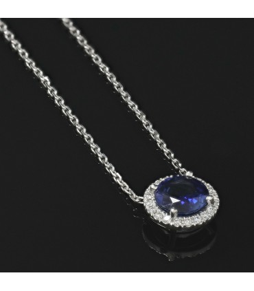 Diamonds, sapphire and gold necklace