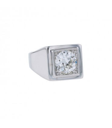 Bague Chevalière or et diamant - Diamant 1,61 ct