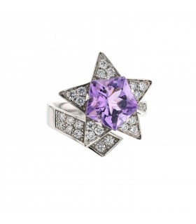 Chanel Comète diamonds, amethyst and gold ring