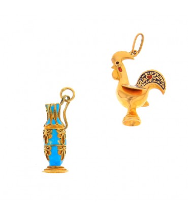 Gold and enamel charms