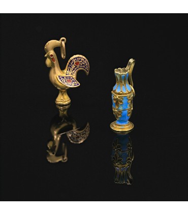 Gold and enamel charms