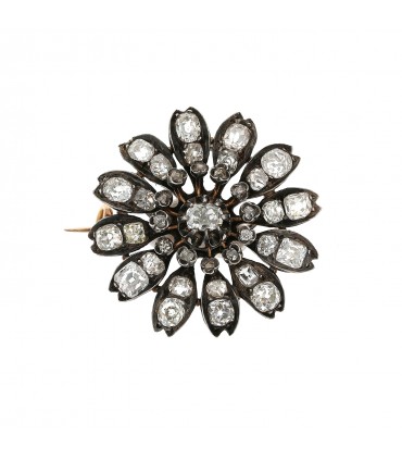 Diamonds, silver and gold brooch