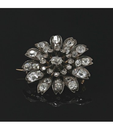 Diamonds, silver and gold brooch