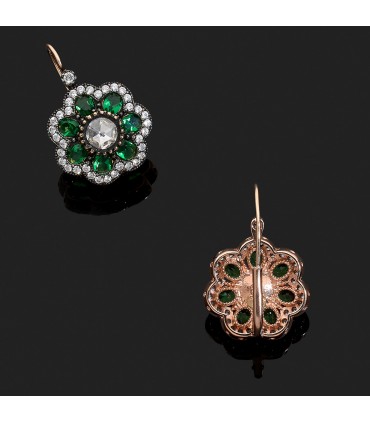 Boucles d’oreilles or, tsavorite et diamants