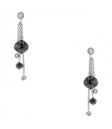 Black, white diamonds and gold earrings