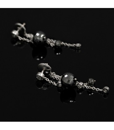 Black, white diamonds and gold earrings