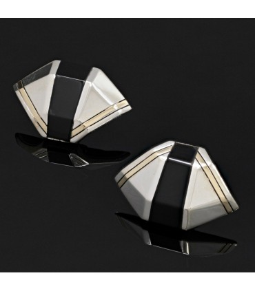 Cartier onyx, gold and silver earrings