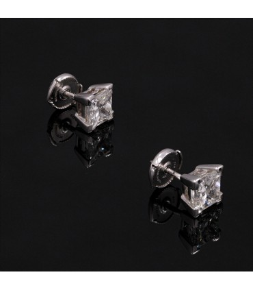 Boucles d’oreilles or et diamants - Certificat GIA 1,48 ct H VVS2 / 1,50 ct I VS1