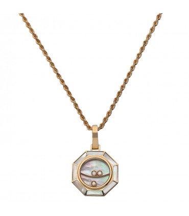 Mother of pearl, diamonds and gold necklace