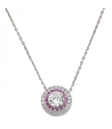 Pink sapphires, diamonds and gold necklace