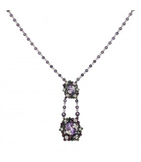 Amethysts, diamonds and gold necklace