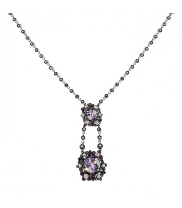 Amethysts, diamonds and gold necklace