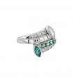 Emeralds, diamonds and platinum ring