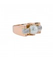Diamonds, cultured pearl, gold and platinum ring
