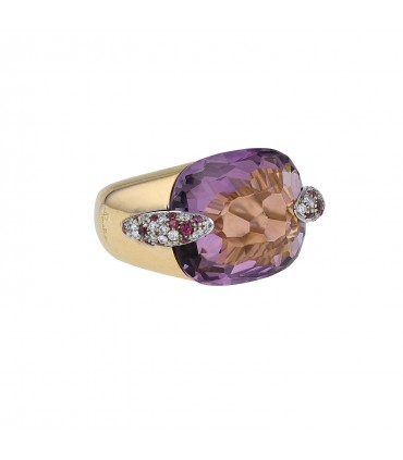 Pomellato Pin Up diamonds, amethysts, purple sapphires and gold ring