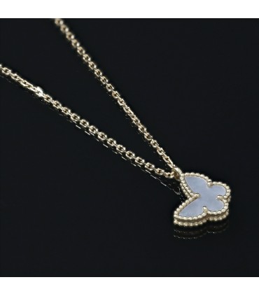 Van Cleef & Arpels Sweet Alhambra Papillon mother of pearl and gold necklace