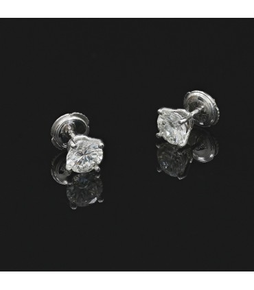 Diamonds and gold earrings - GIA certificate 1,08 ct H VS2 - 1,07 ct I VS1