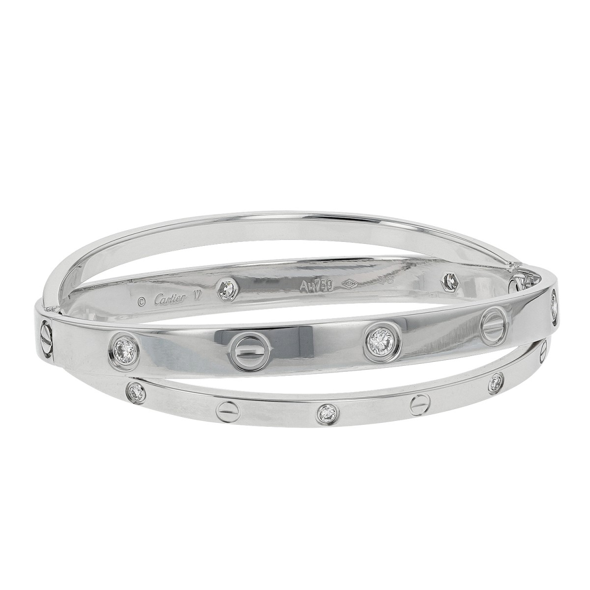 Cartier Love Bracelet 4 Diamond in 18k White Gold, Size 15 (C-529) | eBay