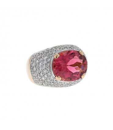 Bague or, tourmaline et diamants