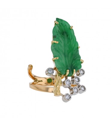 Repossi diamonds, green stone and gold ring