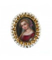 Cultured pearls and plated gold brooch