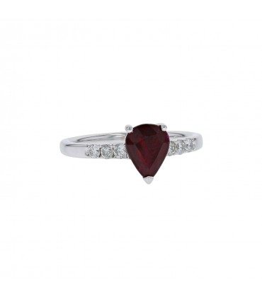 Ruby, diamonds and gold ring - GIA Certificate Ruby 1,66 cts