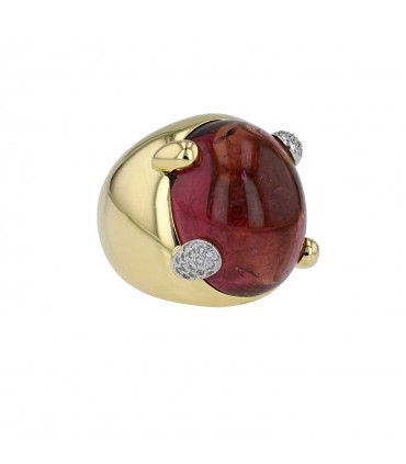 Bague or, diamants et tourmaline