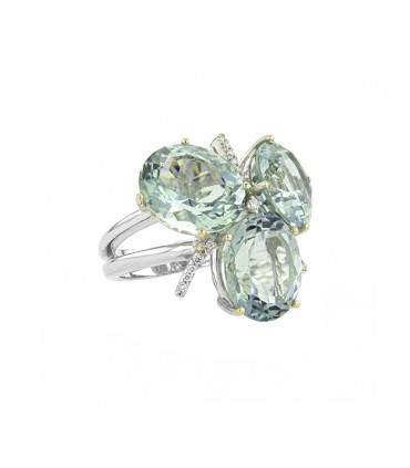 Diamonds, aquamarine and gold ring