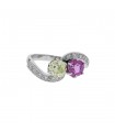 Diamonds, yellow diamond, pink sapphire and gold ring