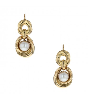 Cultured pearls and gold earrings