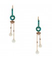 Boucles d’oreilles or, diamants, perles et turquoises