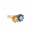 Diamonds, sapphires, yellow sapphires, gold and platinum ring