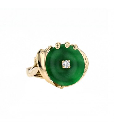 Bague or, jade et diamants