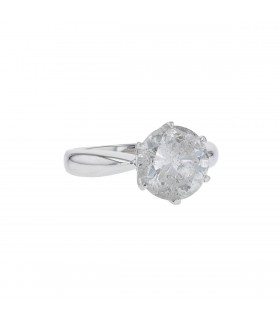 Bague solitaire platine et diamant - Diamant 4,10 cts