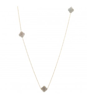 Morganne Bello Friandise Trèfle moon stones and gold necklace