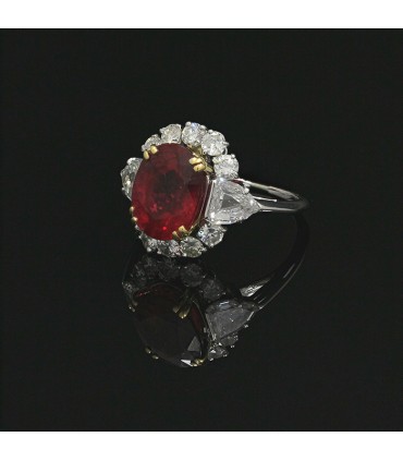 Diamonds, rubelite and gold ring