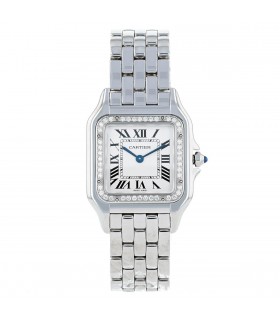 Cartier Panthère diamonds and stainless steel watch