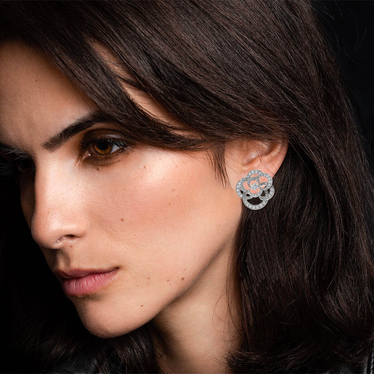 Chanel Matelasse Pierced Earrings(White)