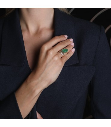 Repossi diamonds, green stone and gold ring