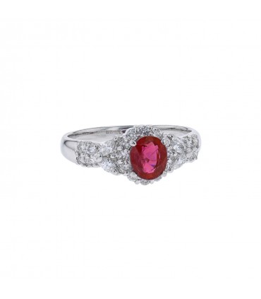 Ruby, diamonds and platinum ring