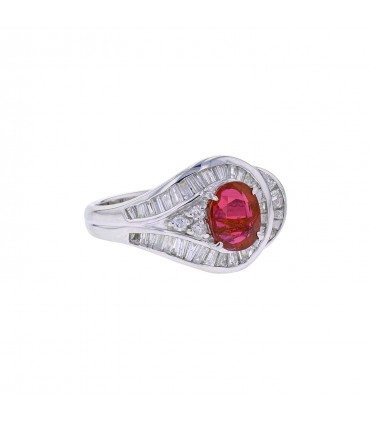 Ruby, diamonds and platinum ring