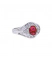 Bague platine, rubis et diamants