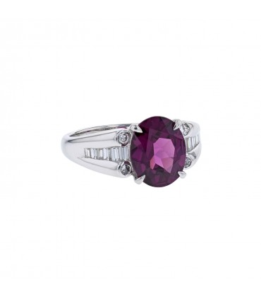 Diamonds, amethyst and platinum ring