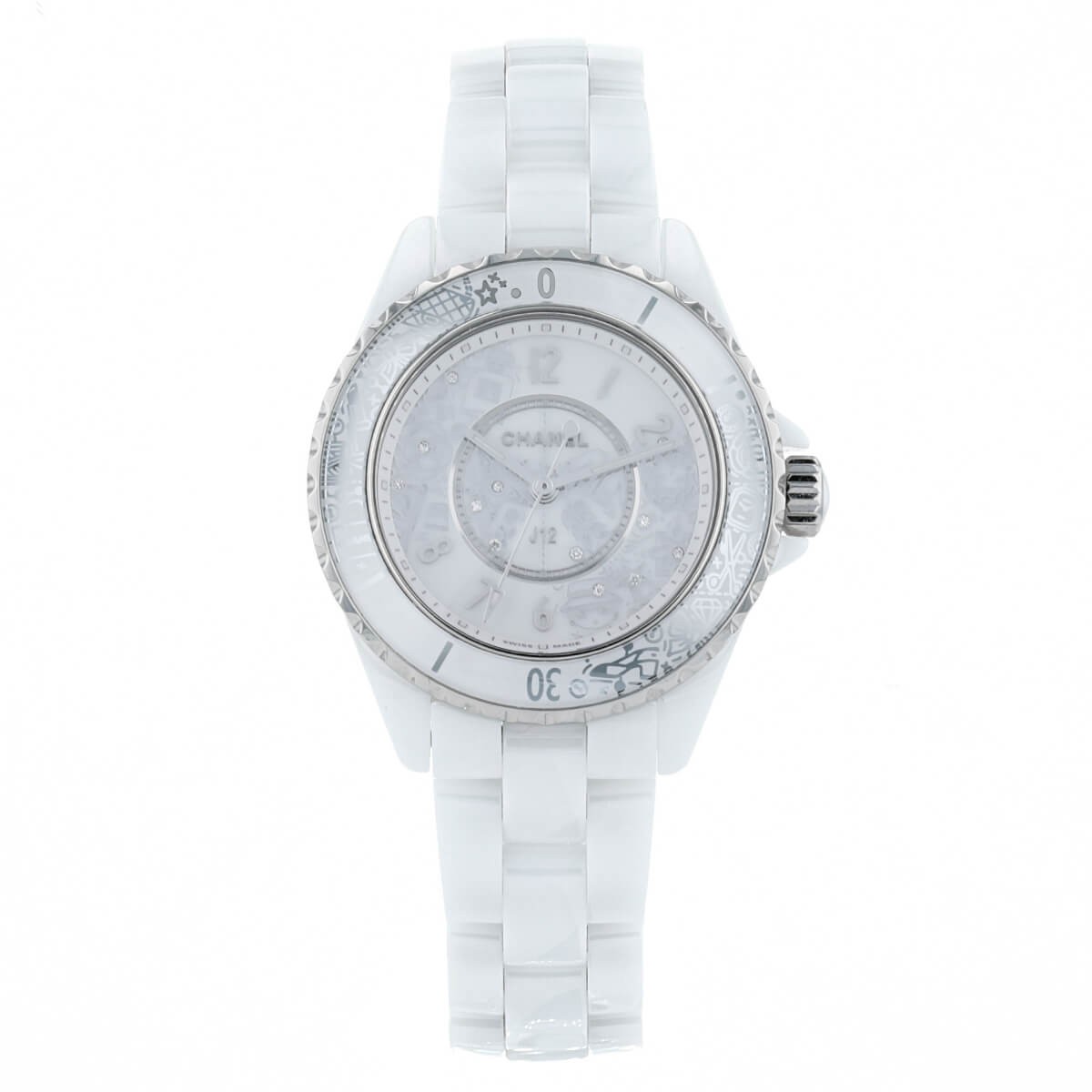 Amazoncom Chanel J12 Diamond White Dial Ladies Watch H5705  Clothing  Shoes  Jewelry