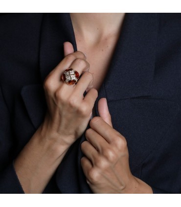 Bague or, citrine et diamants