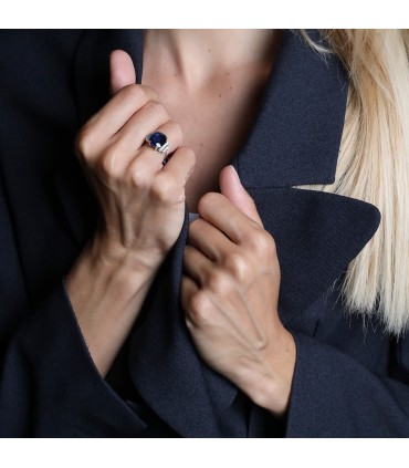 Bague or, saphir et diamants