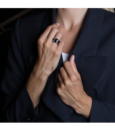 Bague or, onyx et diamants